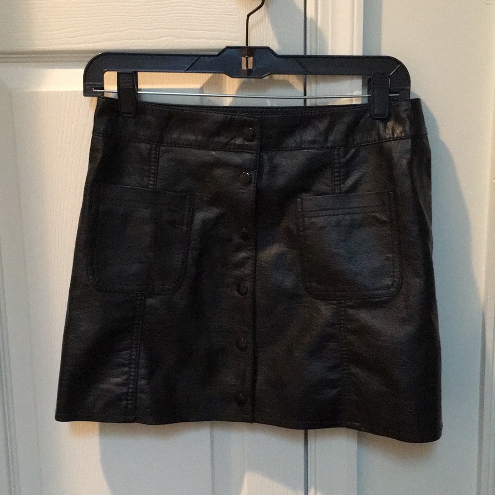 Black Pleather Miniskirt with Pockets